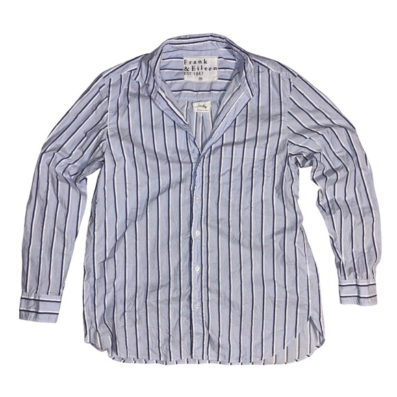 Frank & Eileen Tops - FRANK & EILEEN Joedy Button Down Women XS Blue Striped Cotton Woven In Italy